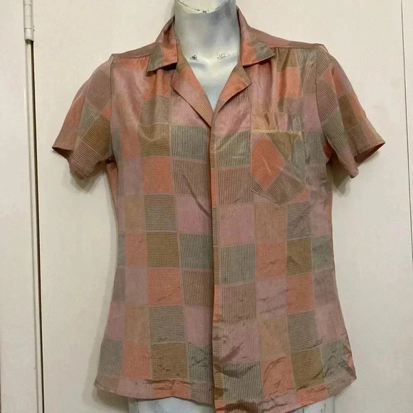 Plaid Silk Vintage Blouse - Picture 1 of 11